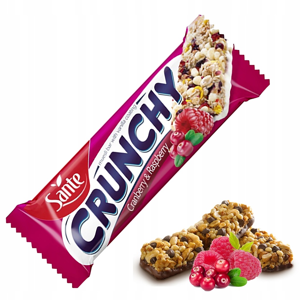 Sante Crunchy Bar Cranberry-Raspberry With Vanilla Coating 40g