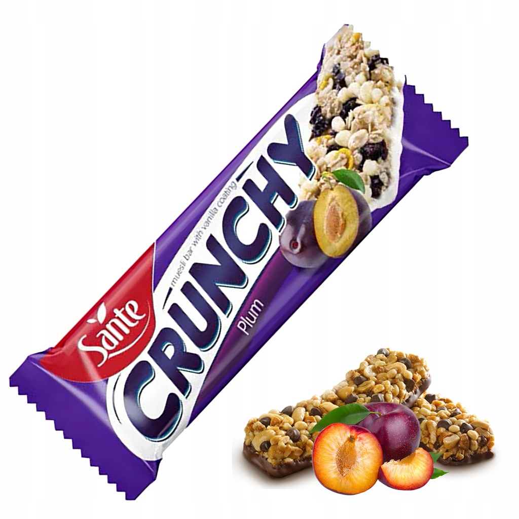 Sante Crunchy Bar Plum Vanilla Coated 40g