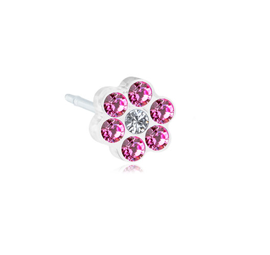 Blomdahl Earring Medical Plastic Daisy Rose Crystal 5mm 1pc