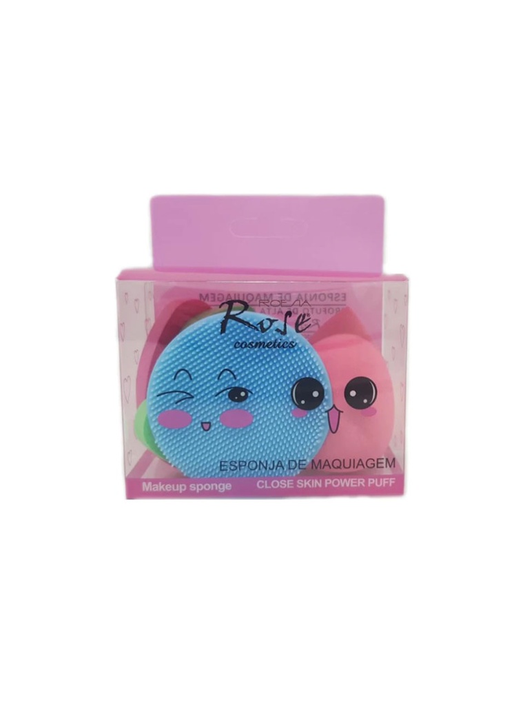 Rose Sponge and Massage Pack Power Puff 4 Pcs