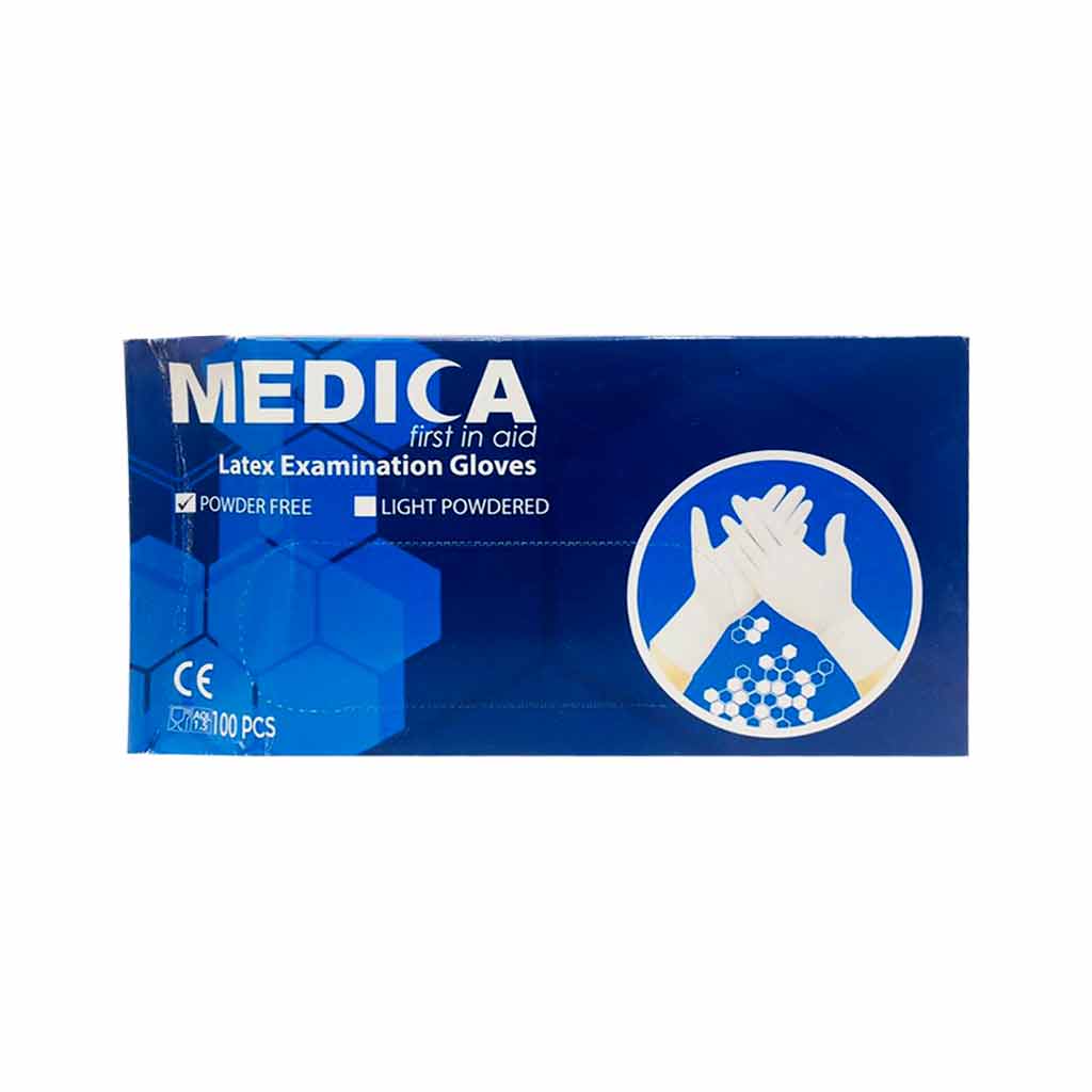 Medica Latex Gloves PF (M) 100 Pieces