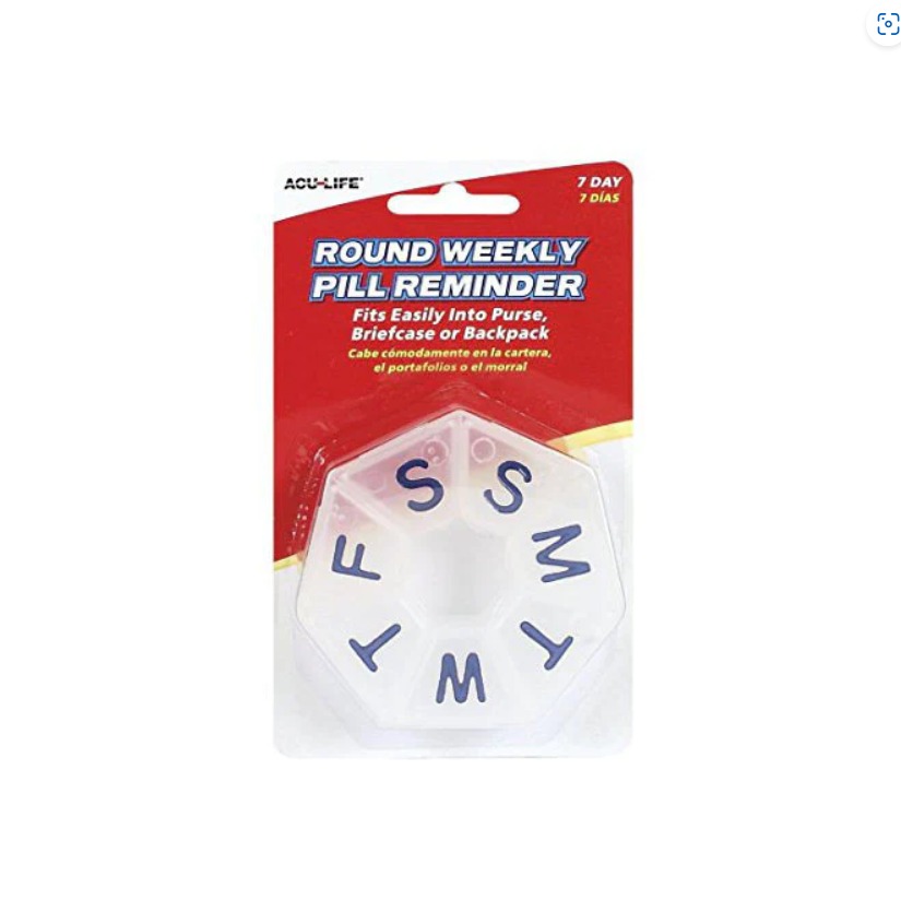 Round Weekly Pill Reminder Box