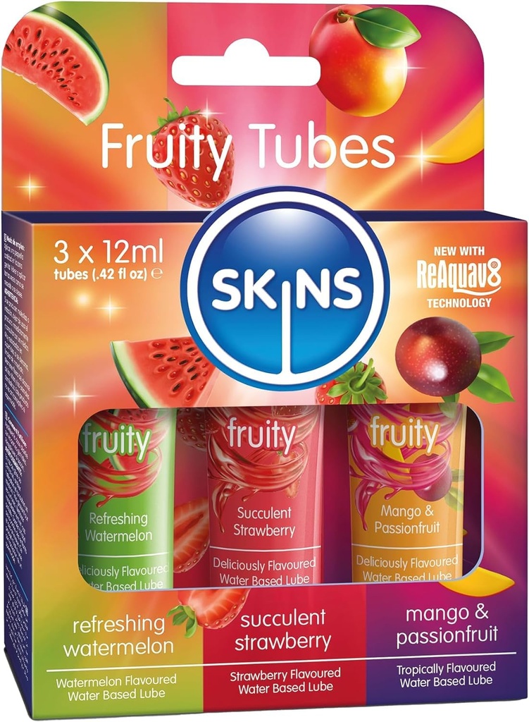 Skins Fruity Lubes Lubricant (Mix Flavours) 3*12Ml