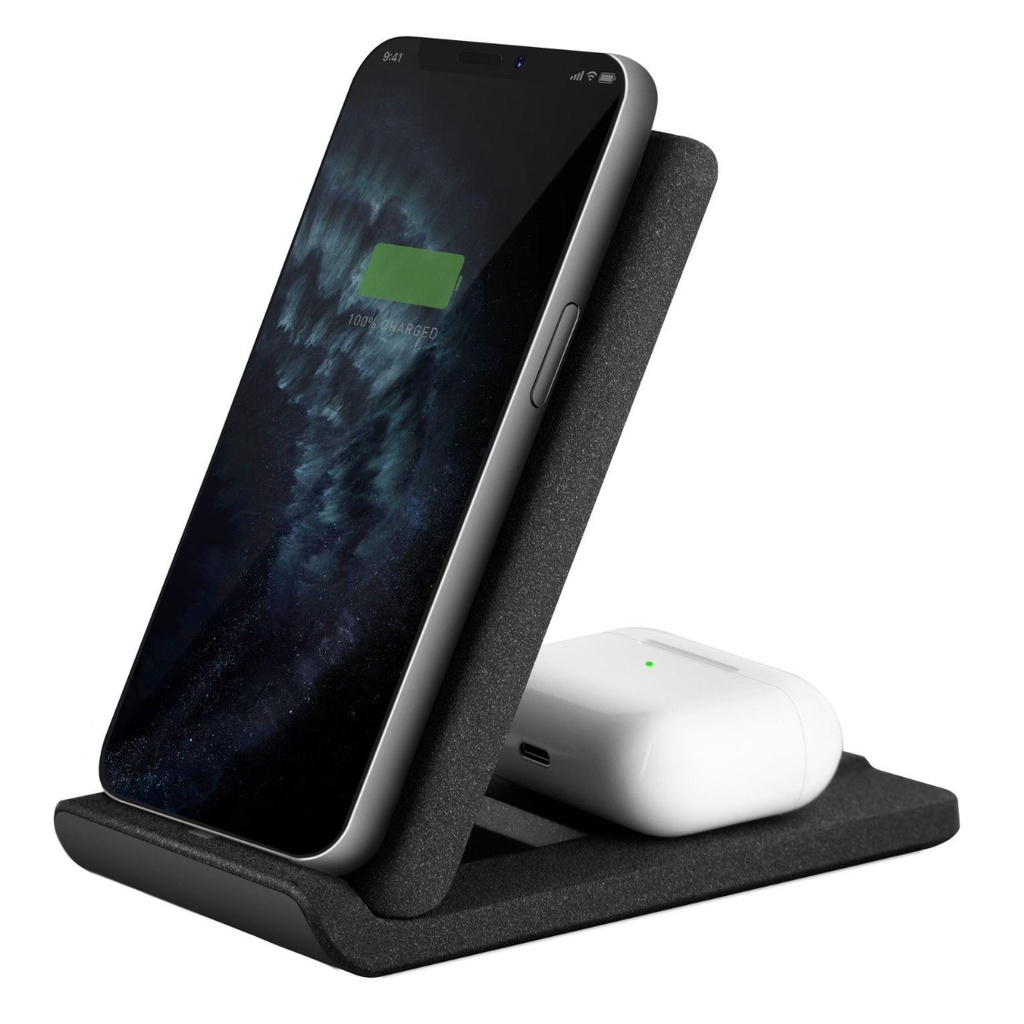 Uniq Vertex Duo 2in1 Fast Wireless Charger 15 Charcoal ( Dark Grey )