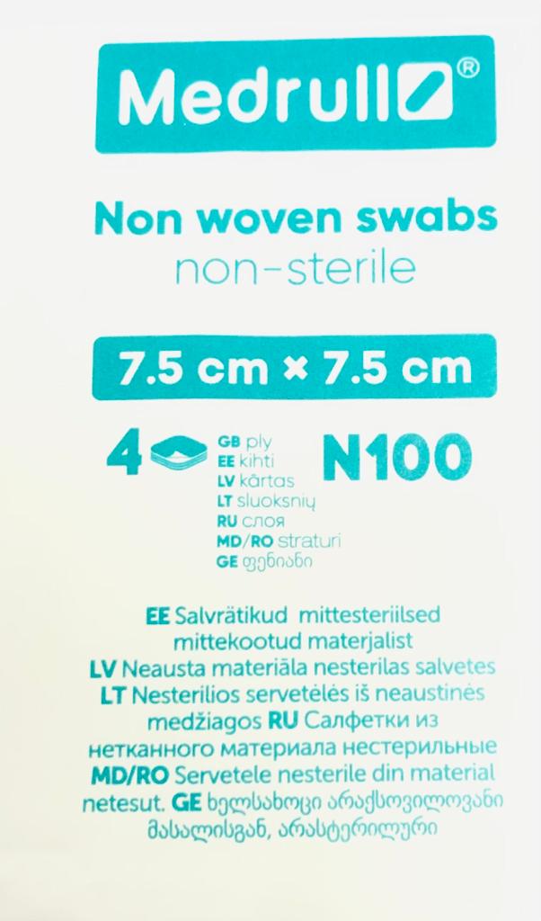 Medrull Gauze Swabs Non- Sterile (7,5Cm X 7,5Cm) 4 Layers