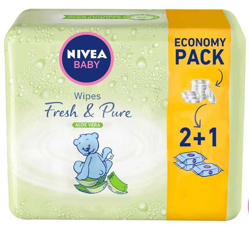 Nivea Baby Wps Fresh&amp;Pure.Bonus 63Pcs 2+1 Free