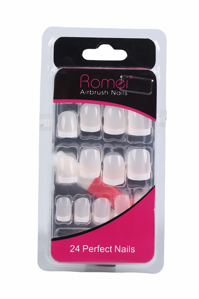 French Fake Nails (White) 24 Pieces