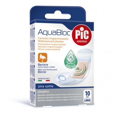 [10014] Pic Aquabloc Antibacterial Adhesive Bandages - 25X72Mm 10Pcs