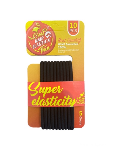 [124839] Lily Elastic Hair Bands-10 Pcs-Black