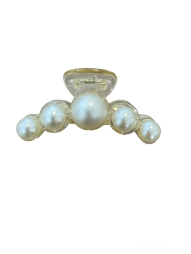 [124878] Future Cocoa Hair Clip Large Pearls