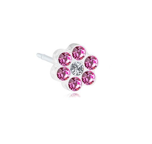 [125352] Blomdahl Earring Medical Plastic Daisy Rose Crystal 5mm 1pc