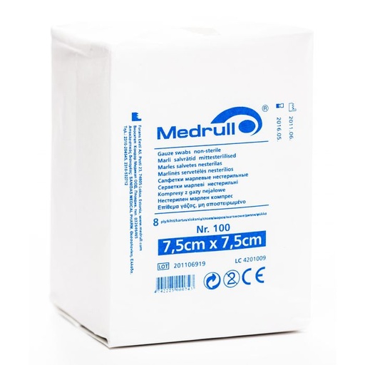 [40159] Medrull Gauze Swab Non-Ster 7.5X7.5Cm N100 @