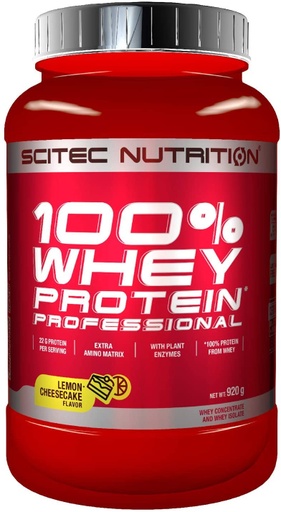 [43567] SCITEC NUTRITION 100% WHEY PROTEIN PROFESSIONAL LEMON CHEESECAKE POWDER 920GRMS