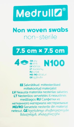 [62815] Medrull Gauze Swabs Non- Sterile (7,5Cm X 7,5Cm) 4 Layers